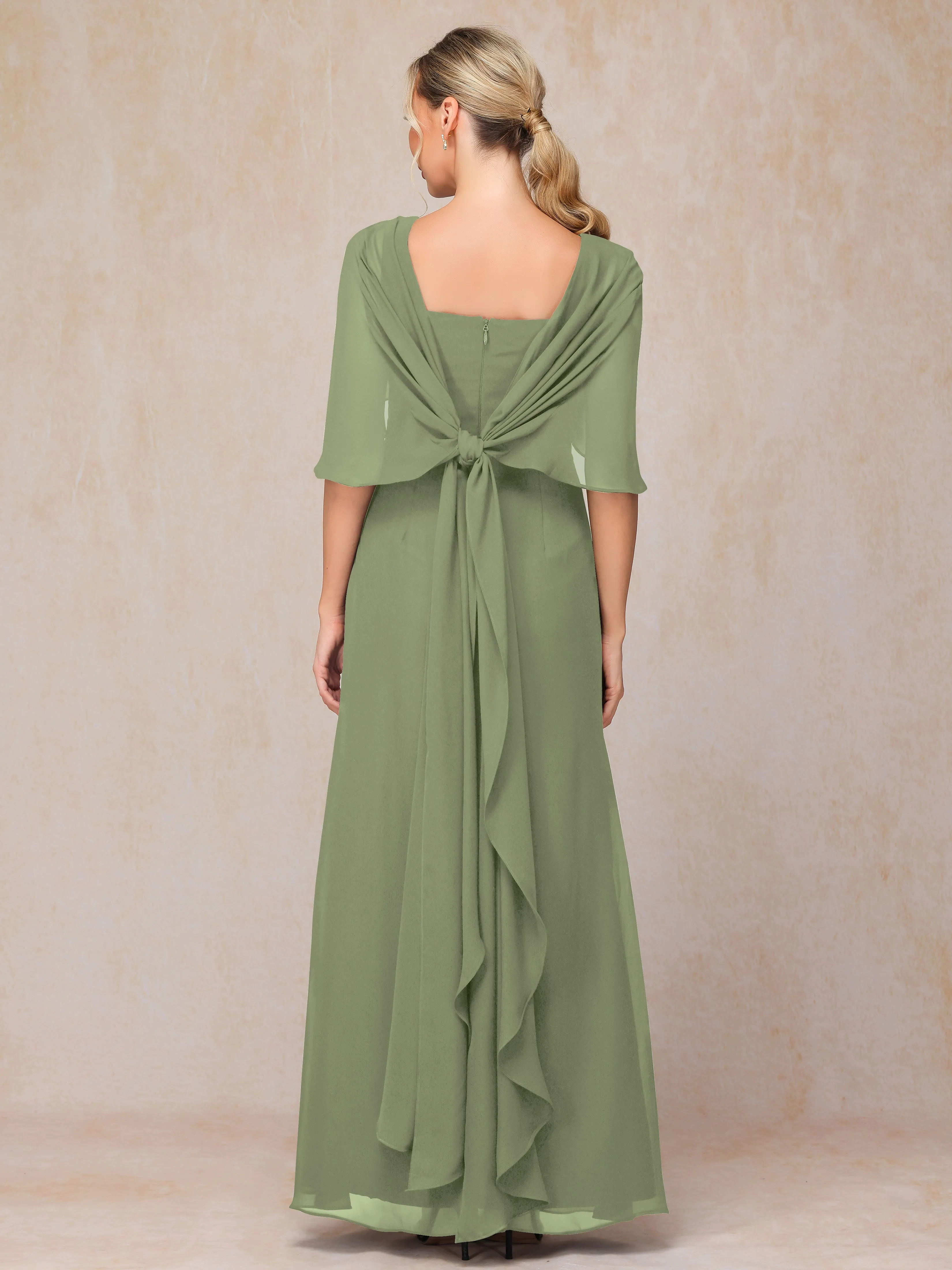 Scoop Floor Length Chiffon Mother of the Bride Dress