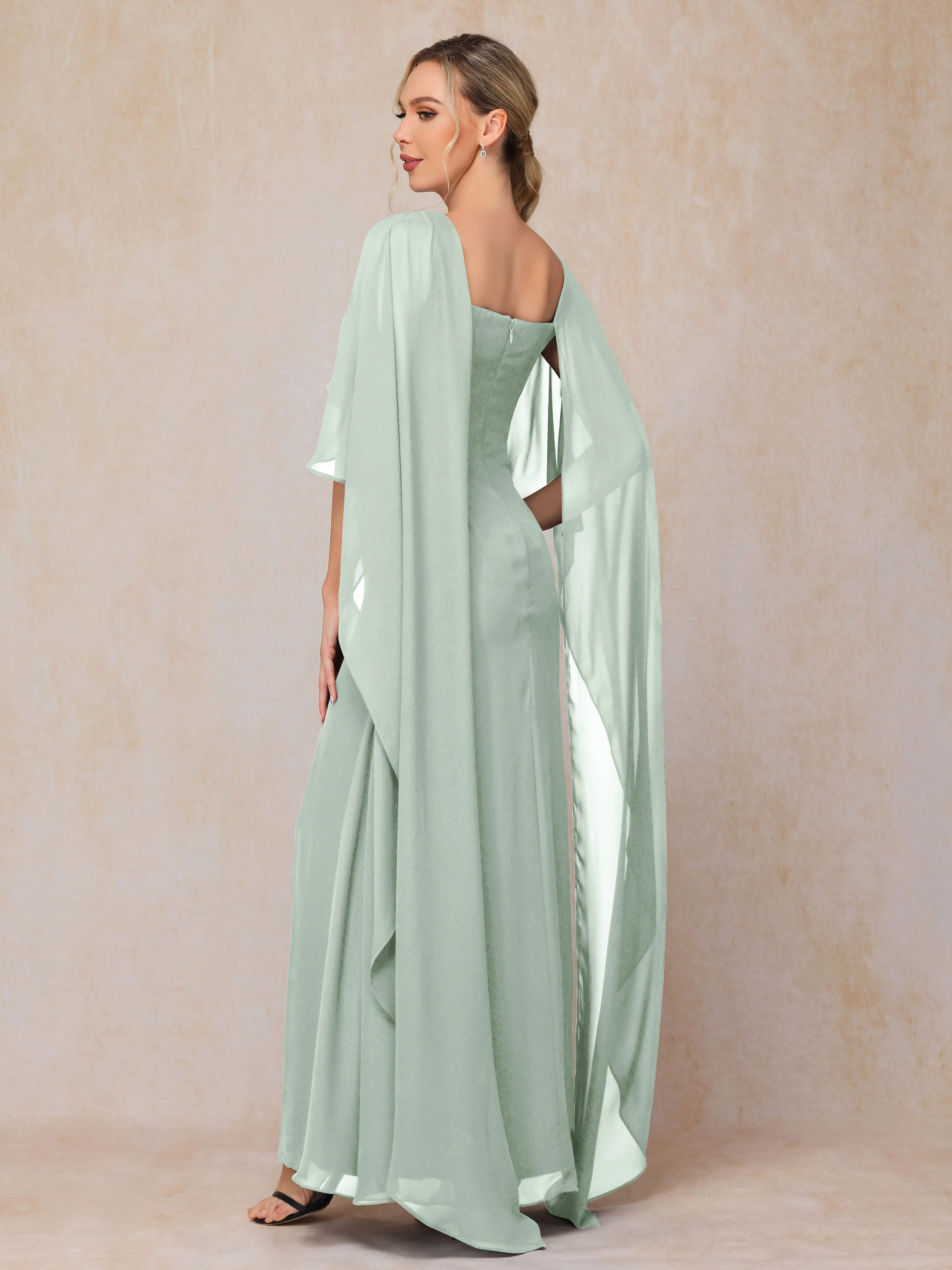 Scoop Floor Length Chiffon Mother of the Bride Dress