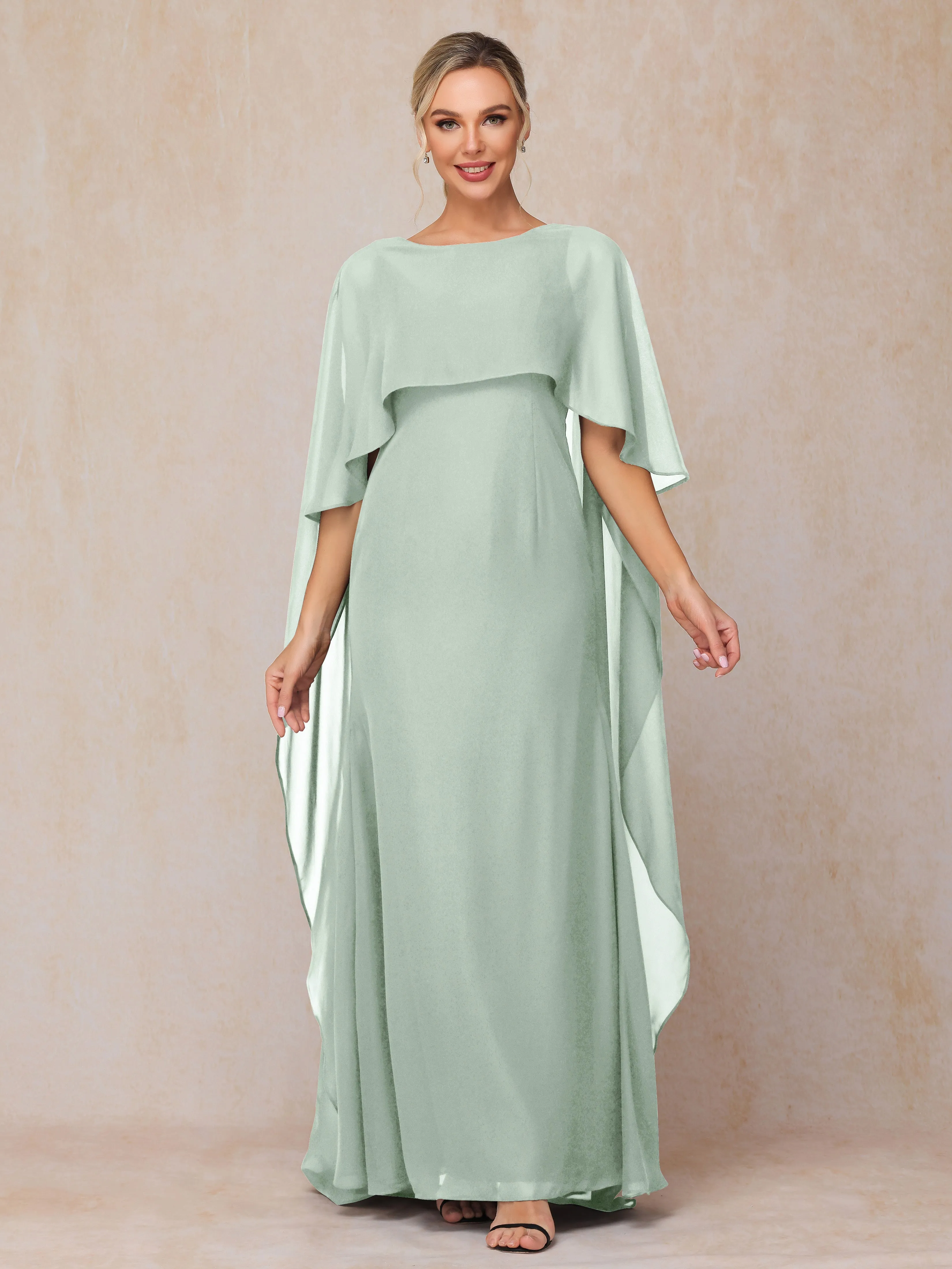 Scoop Floor Length Chiffon Mother of the Bride Dress