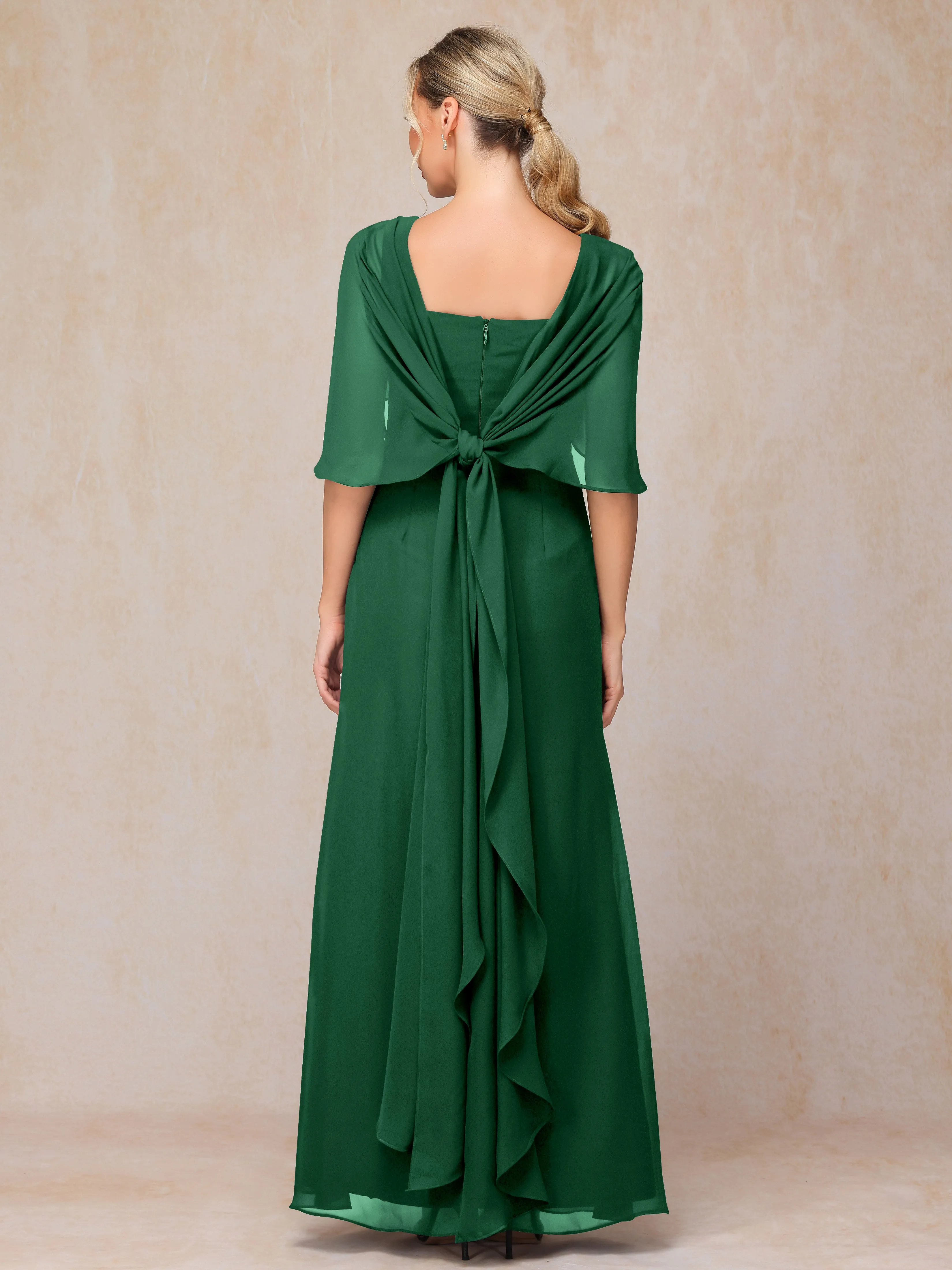 Scoop Floor Length Chiffon Mother of the Bride Dress