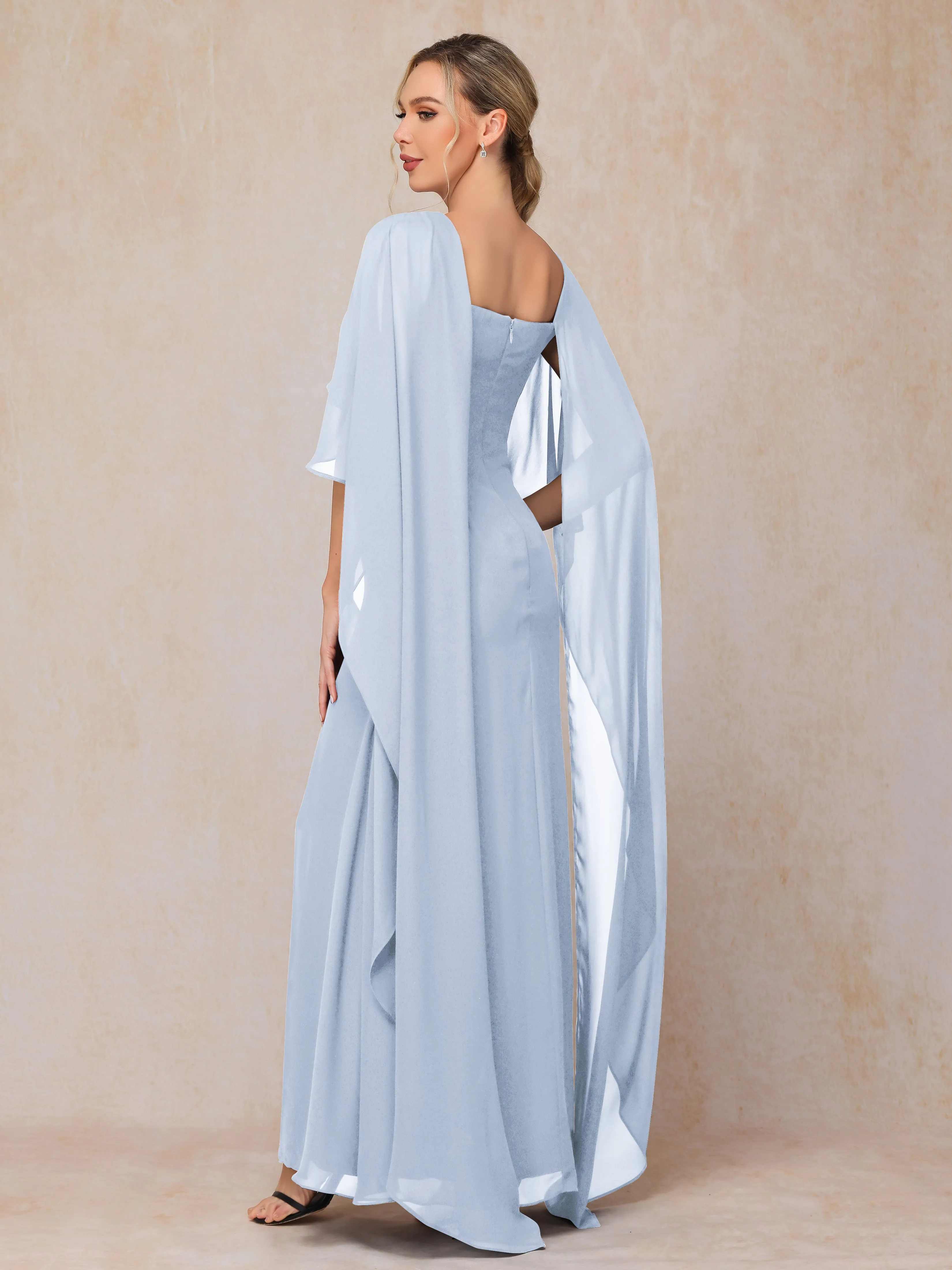 Scoop Floor Length Chiffon Mother of the Bride Dress