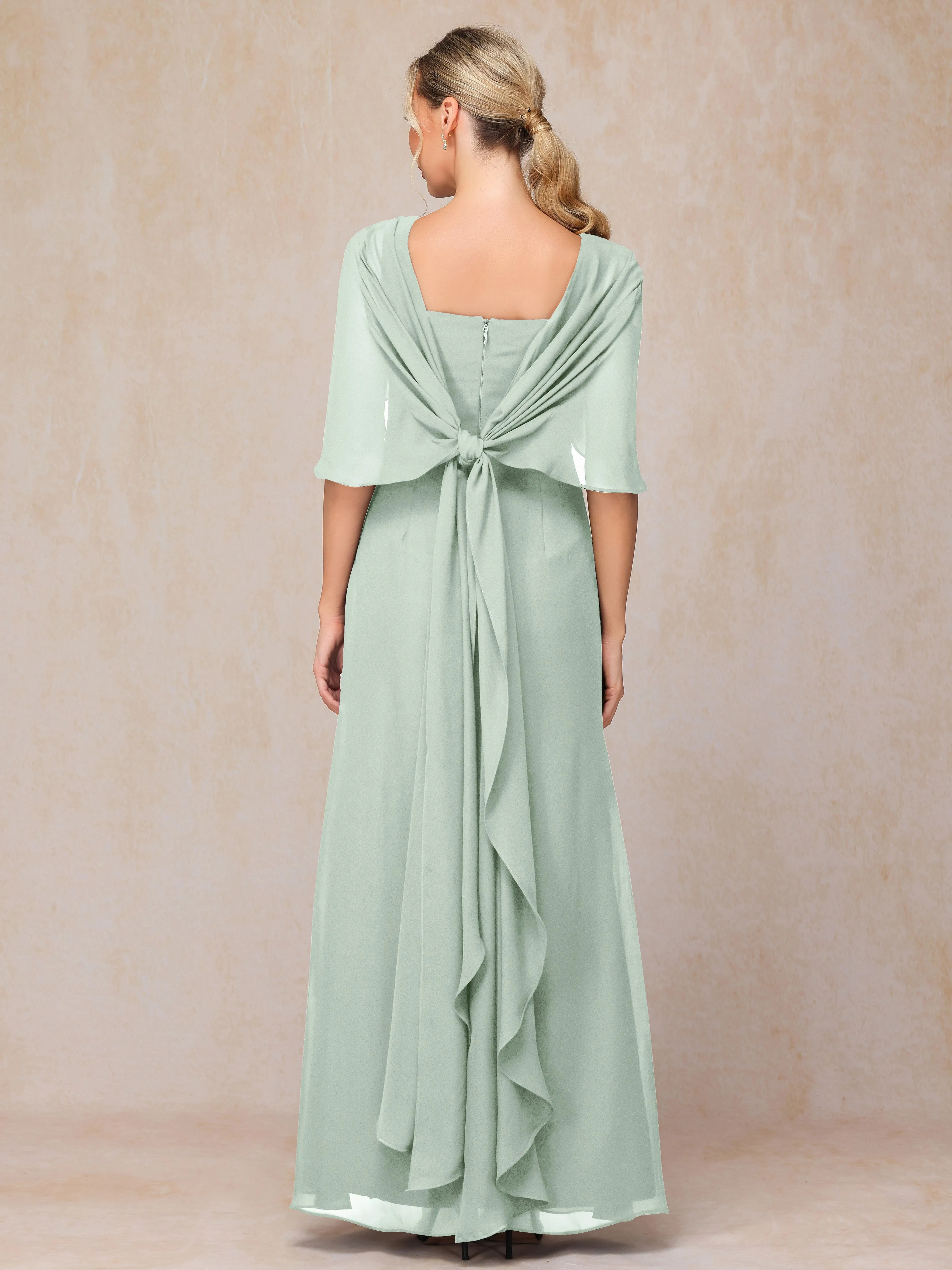 Scoop Floor Length Chiffon Mother of the Bride Dress