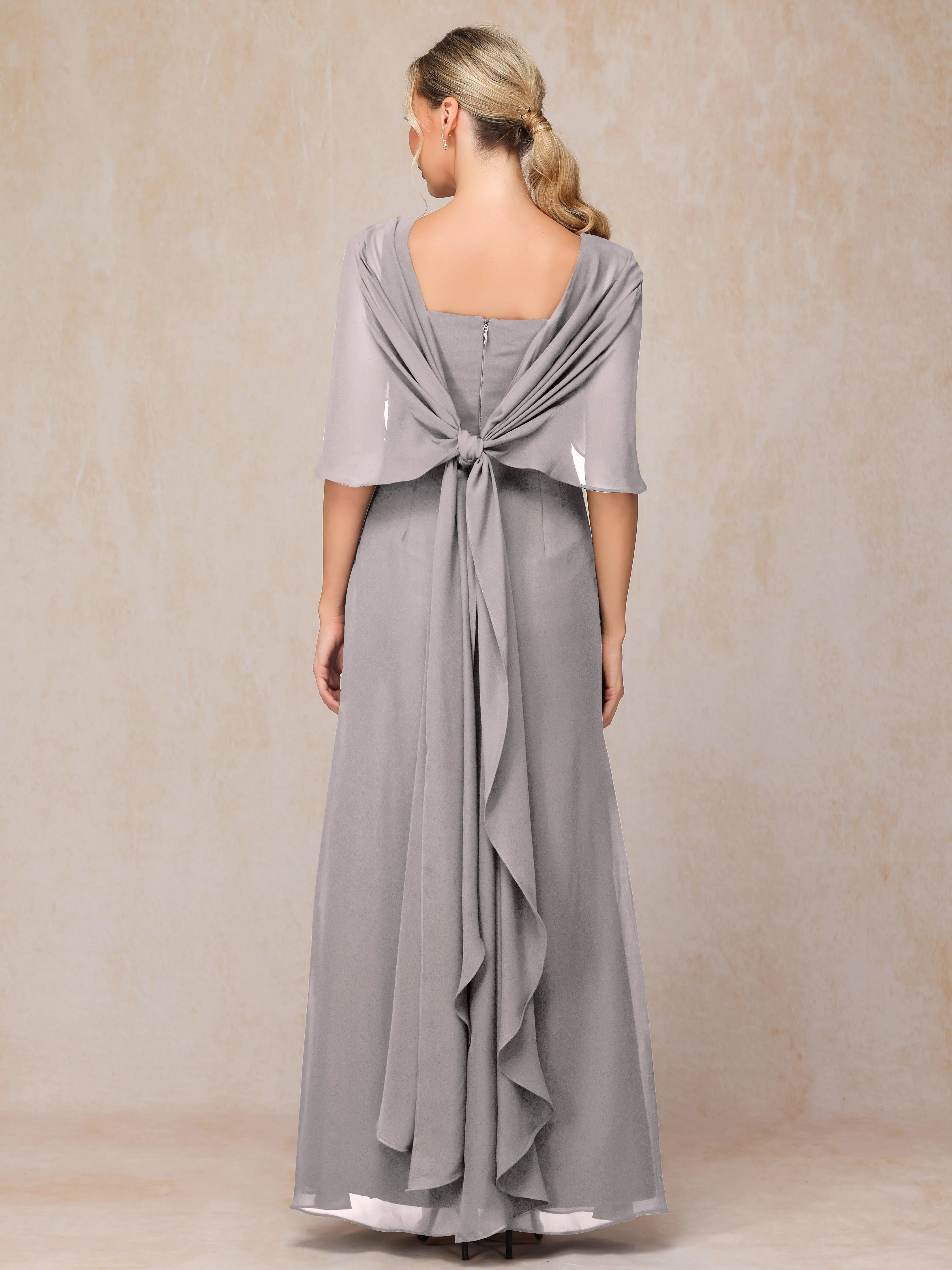 Scoop Floor Length Chiffon Mother of the Bride Dress