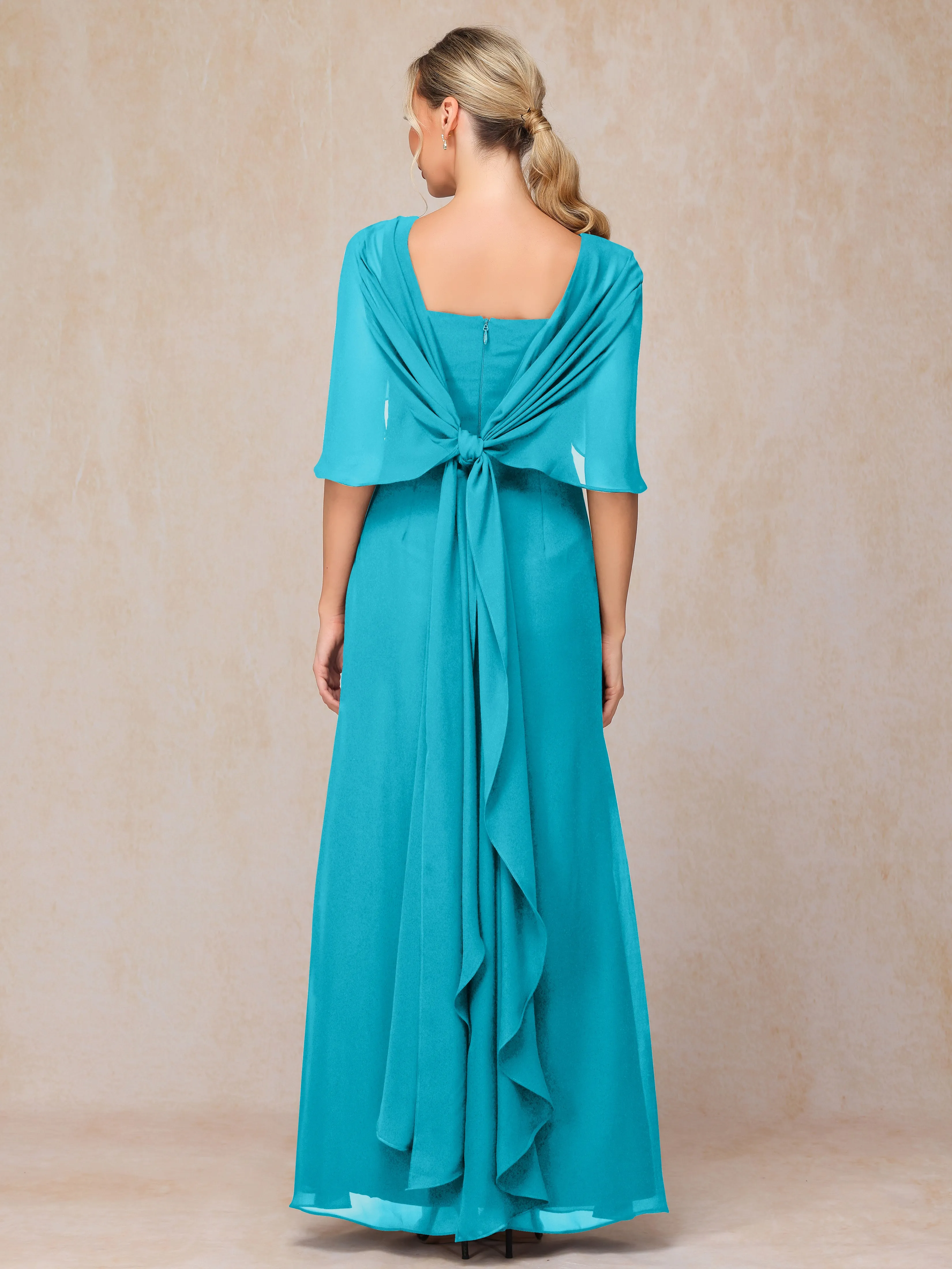 Scoop Floor Length Chiffon Mother of the Bride Dress