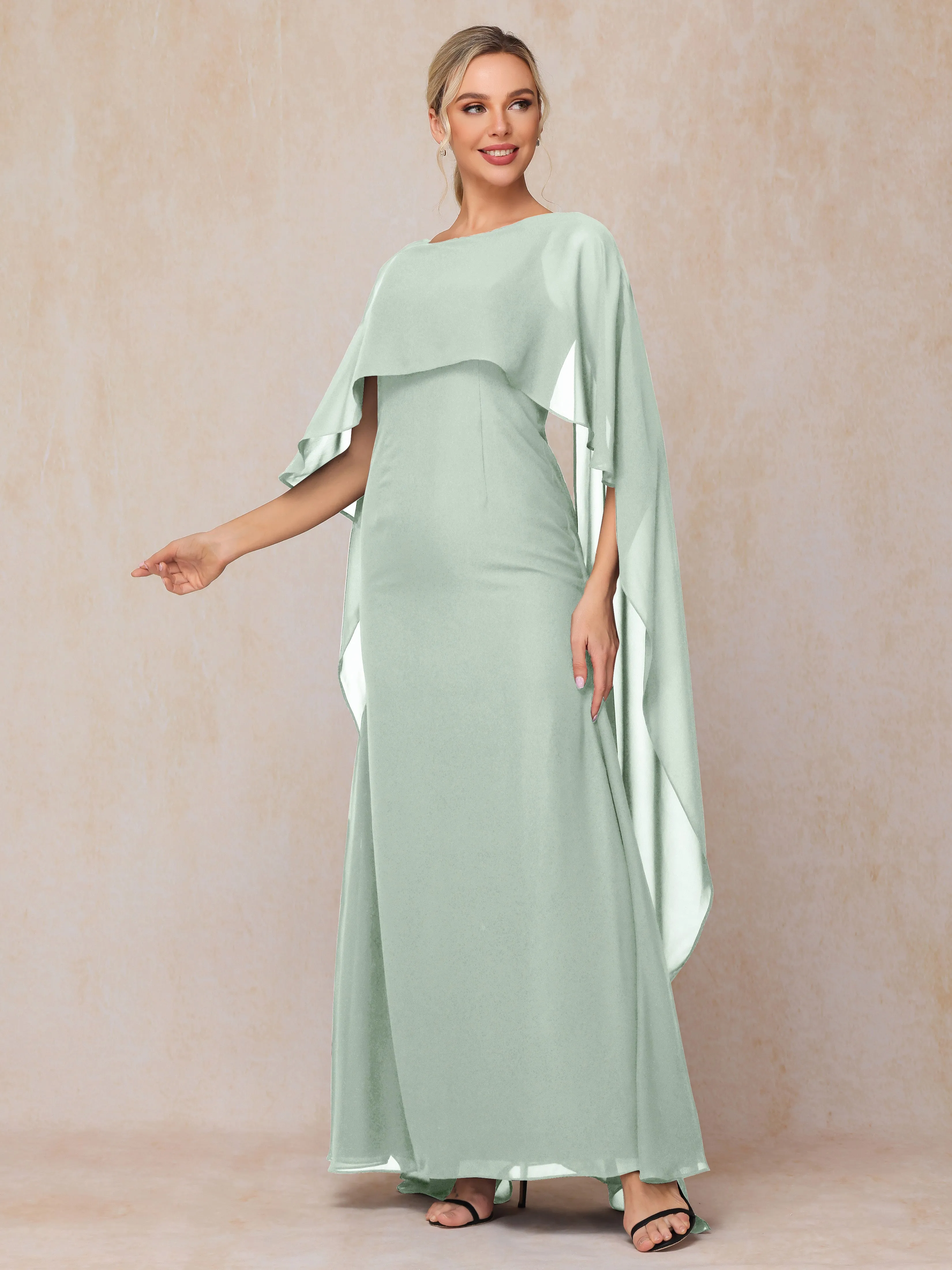 Scoop Floor Length Chiffon Mother of the Bride Dress