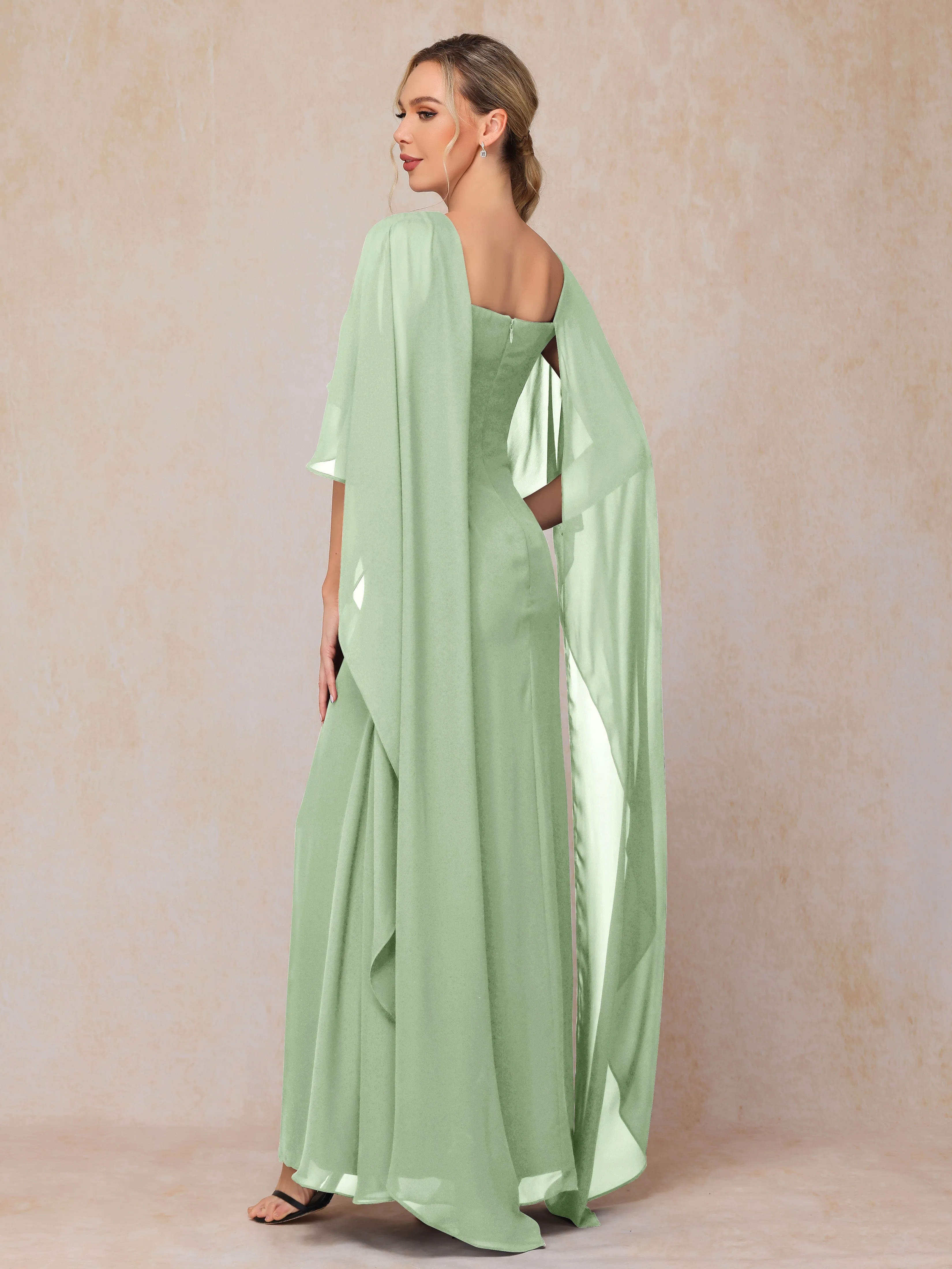 Scoop Floor Length Chiffon Mother of the Bride Dress