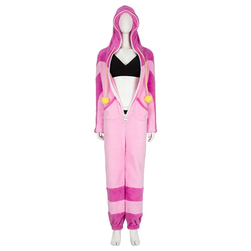 SF 6 Han Juri Cosplay Costume Street Fighter Juri Pink Jumpsuit Halloween Pajama