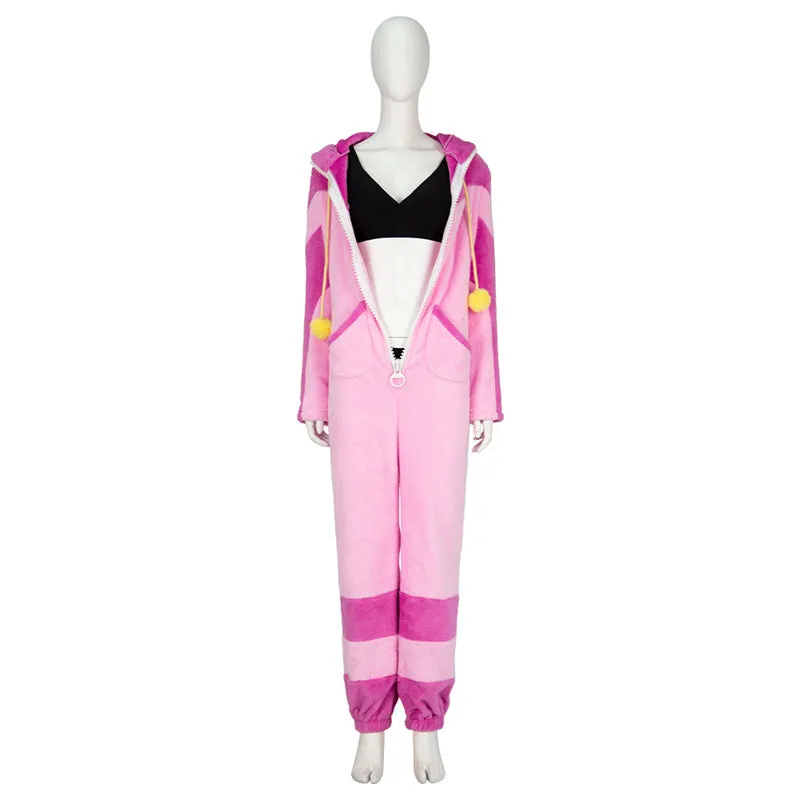 SF 6 Han Juri Cosplay Costume Street Fighter Juri Pink Jumpsuit Halloween Pajama