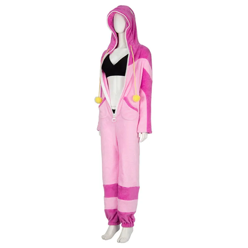 SF 6 Han Juri Cosplay Costume Street Fighter Juri Pink Jumpsuit Halloween Pajama