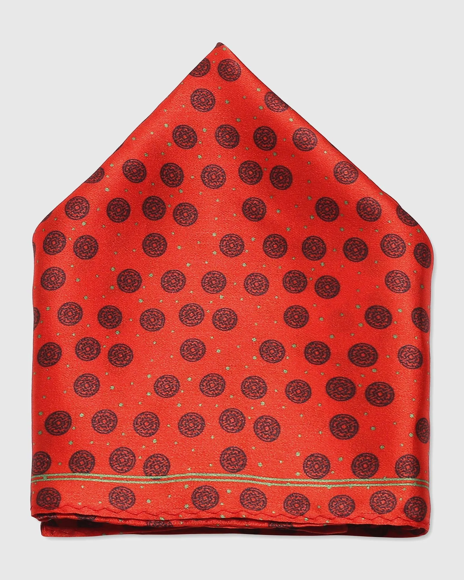 Silk Arora Red Printed Pocket Square - Sergio