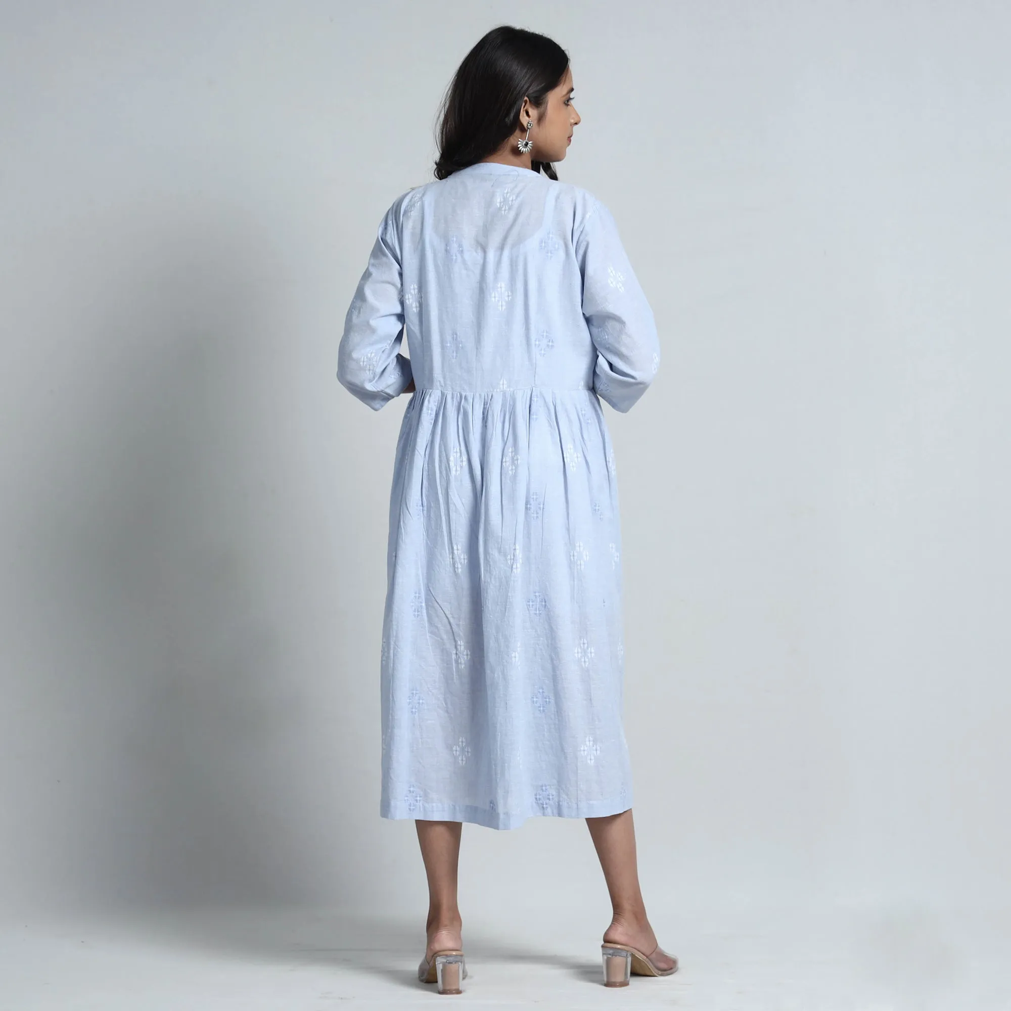 Sky Blue - Exquisite Jacquard Cotton Dress