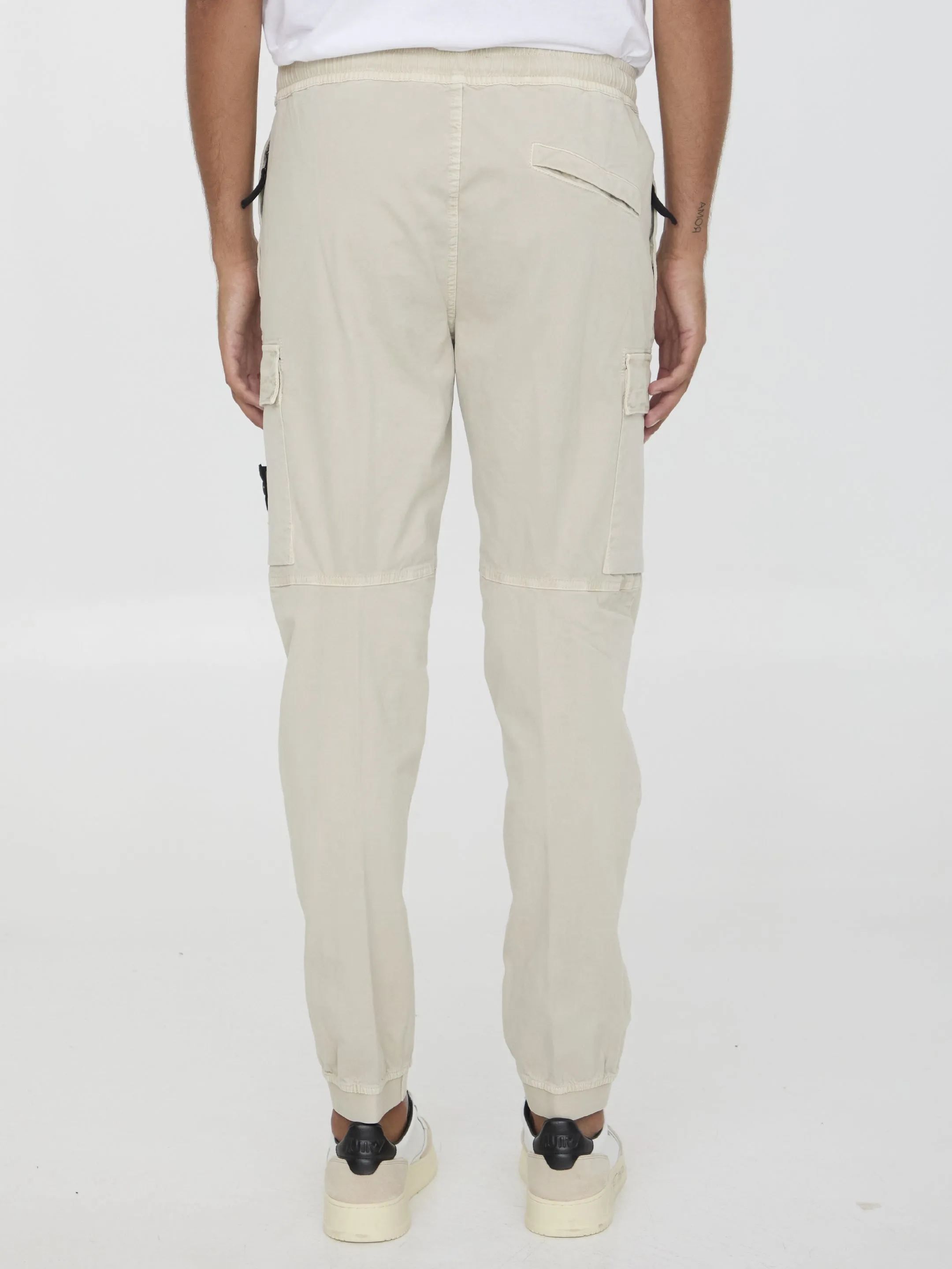 Stone Island Tapered Pants In Cotton Beige