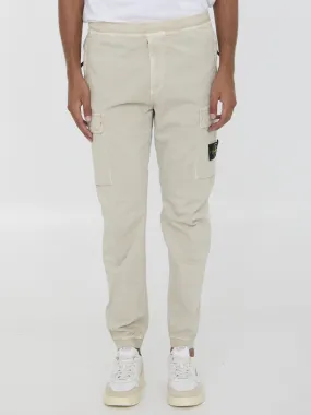 Stone Island Tapered Pants In Cotton Beige