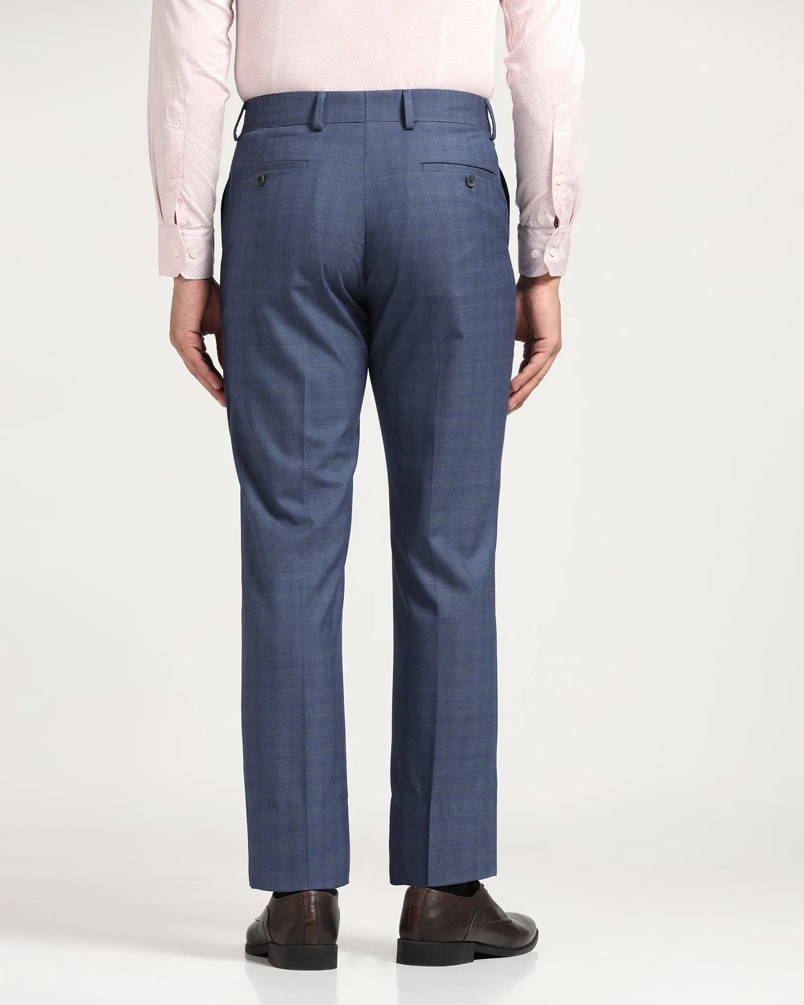 Straight B-90 Formal Blue Check Trouser - Yin