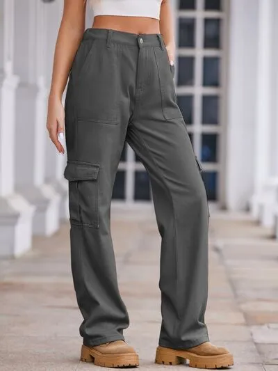 Straight Denim Cargo Pants