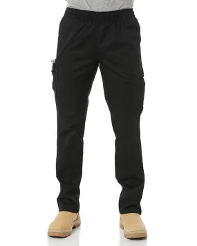 Stretch Cotton Drill Elastic Waist Cargo Pant - Black