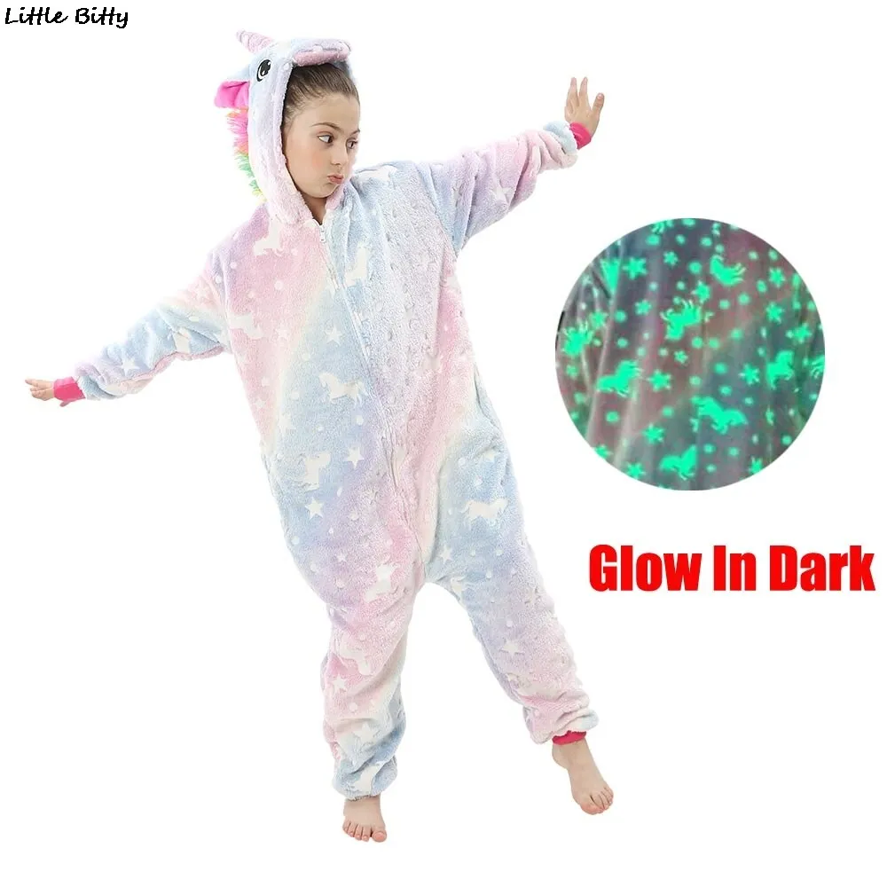 Teens Girls Unicorn Pajamas 4 6 8 10 12 Years Kids Kigurumi Pajamas Glow in the Dark Unicorn Onesie Kigurumi Kids