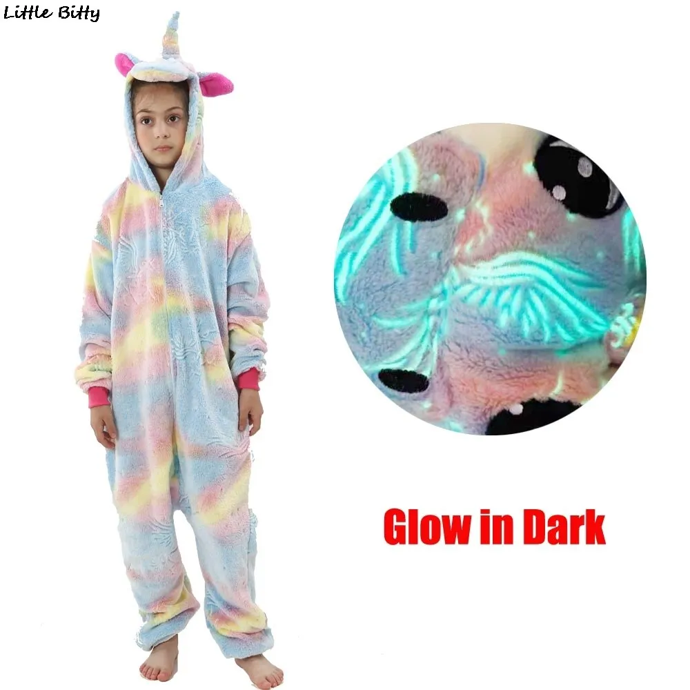 Teens Girls Unicorn Pajamas 4 6 8 10 12 Years Kids Kigurumi Pajamas Glow in the Dark Unicorn Onesie Kigurumi Kids