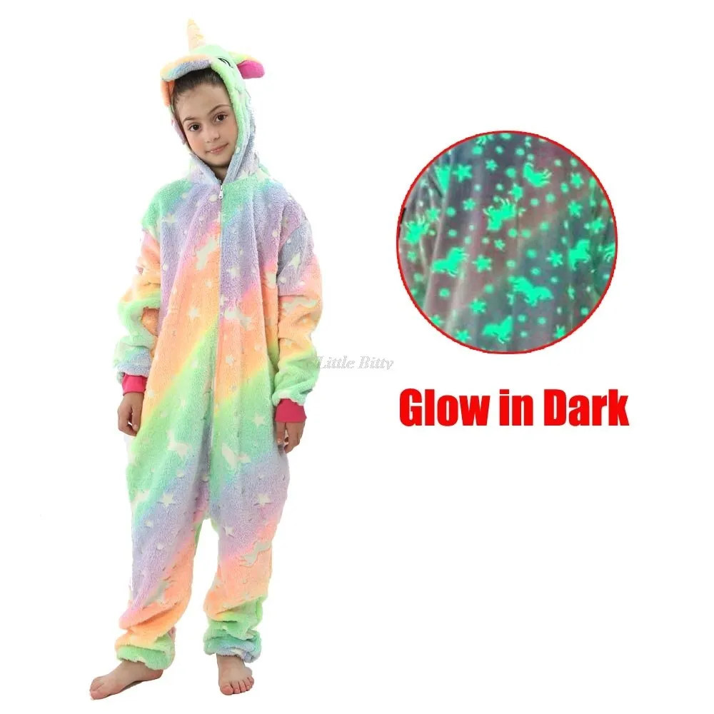 Teens Girls Unicorn Pajamas 4 6 8 10 12 Years Kids Kigurumi Pajamas Glow in the Dark Unicorn Onesie Kigurumi Kids