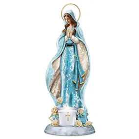 The Bradford Exchange Blessed Virgin Mary Religious Mosaic Sculpture with Glass Votive and LED Candle