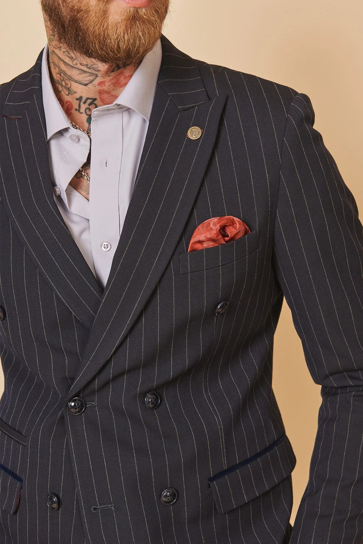 The Cardiff City F.C. Collection - ROCCO Navy Double Breasted Suit As Worn By Ryan Wintle