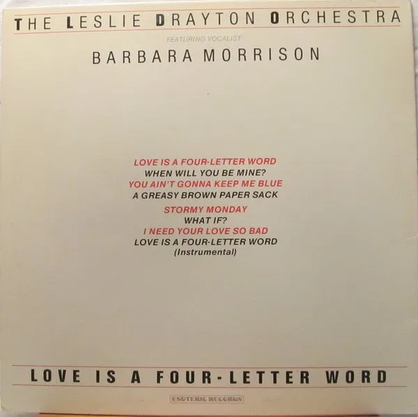 The Leslie Drayton Orchestra Featuring Barbara Morrison - Love Is A Four-Letter Word (LP, Album) (VG )