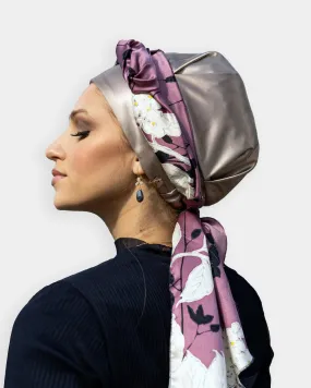 The Rena Crown | Luxury Handmade Turban Crown Head Covering with Attachable Magnetic Headband, non-slip (no wrapping required)