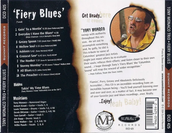 Tony Monaco Trio And Friends* - Fiery Blues (CD, Album) (M)