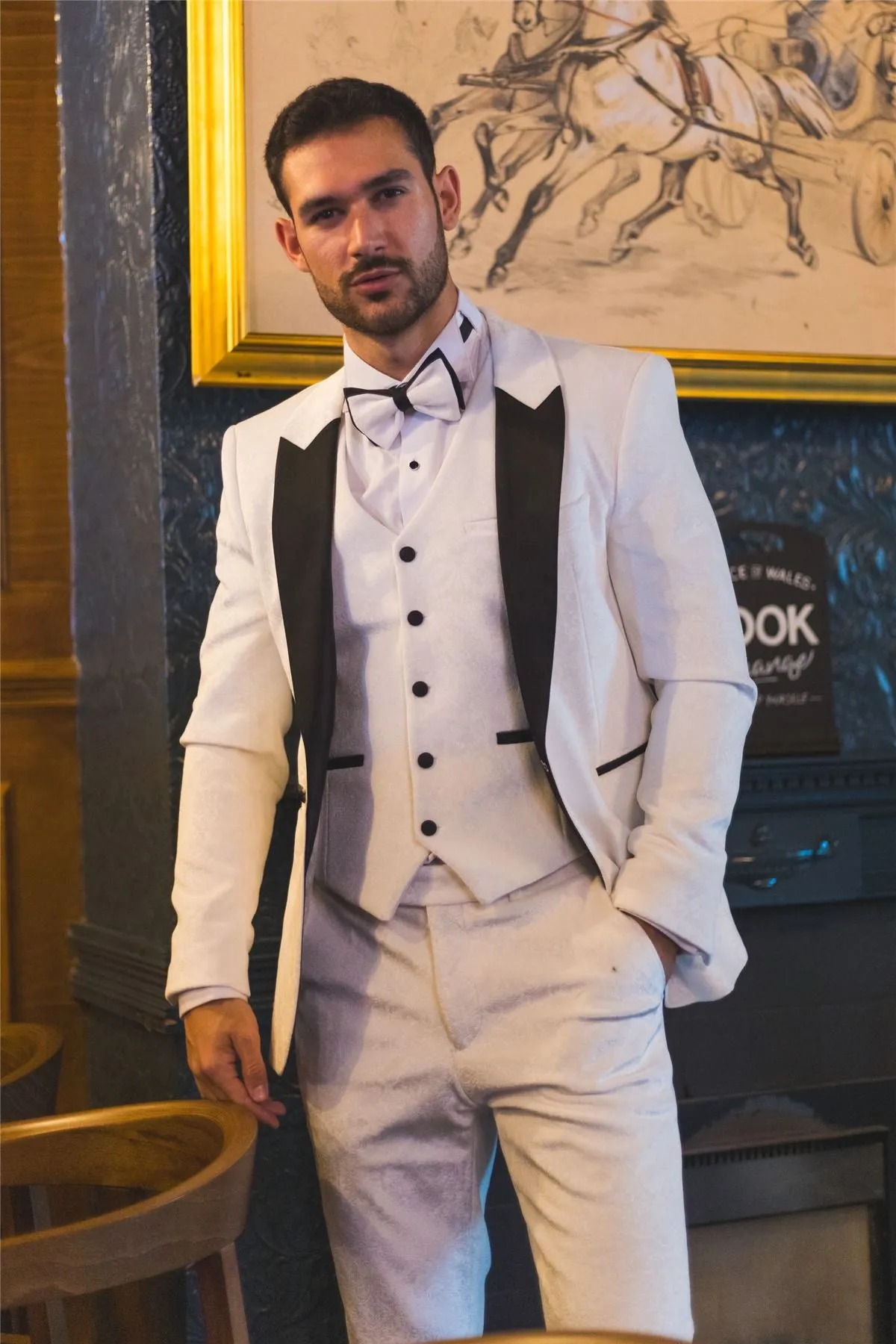 TruClothing AK-24 - Men's White 3 Piece Wedding Tuxedo Suit