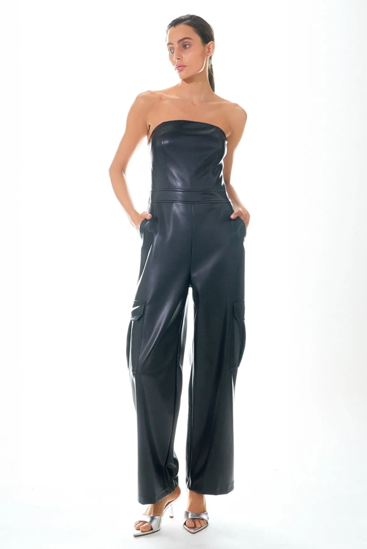 Tube Top Cargo Jumpsuit