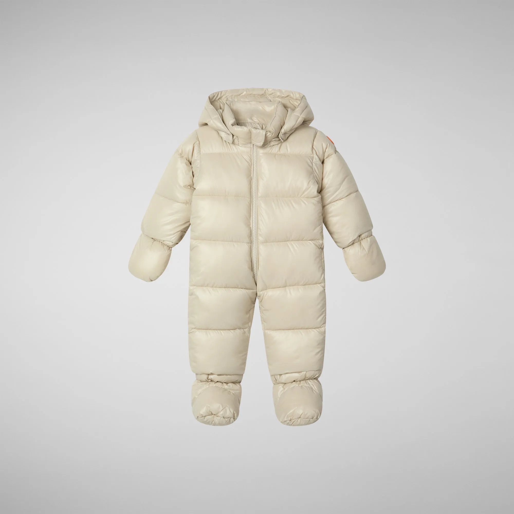 Unisex kids' hooded jumpsuit Shell in rainy beige