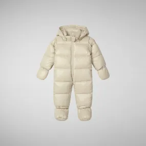 Unisex kids' hooded jumpsuit Shell in rainy beige