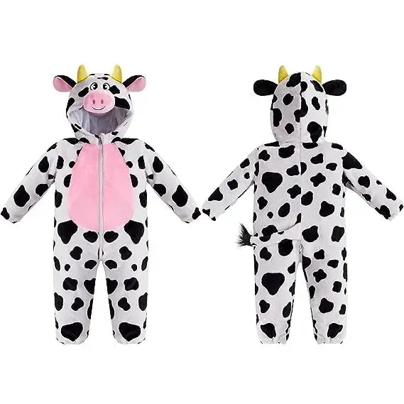 Unisex Toddler Cow Outfit Animal Costume One-piece Pajama