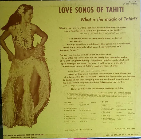 Various - Love Songs Of Tahiti (LP, Comp) (M)