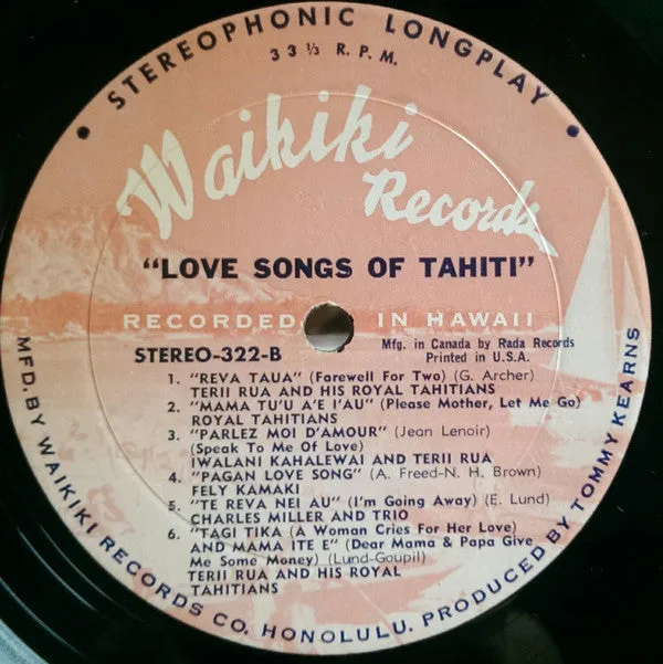 Various - Love Songs Of Tahiti (LP, Comp) (M)