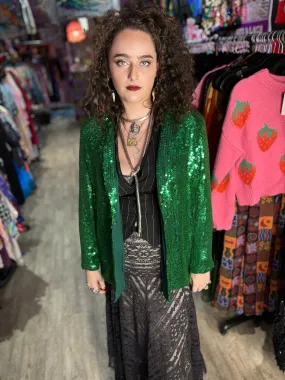 Vintage 90s Green Sequin Blazer