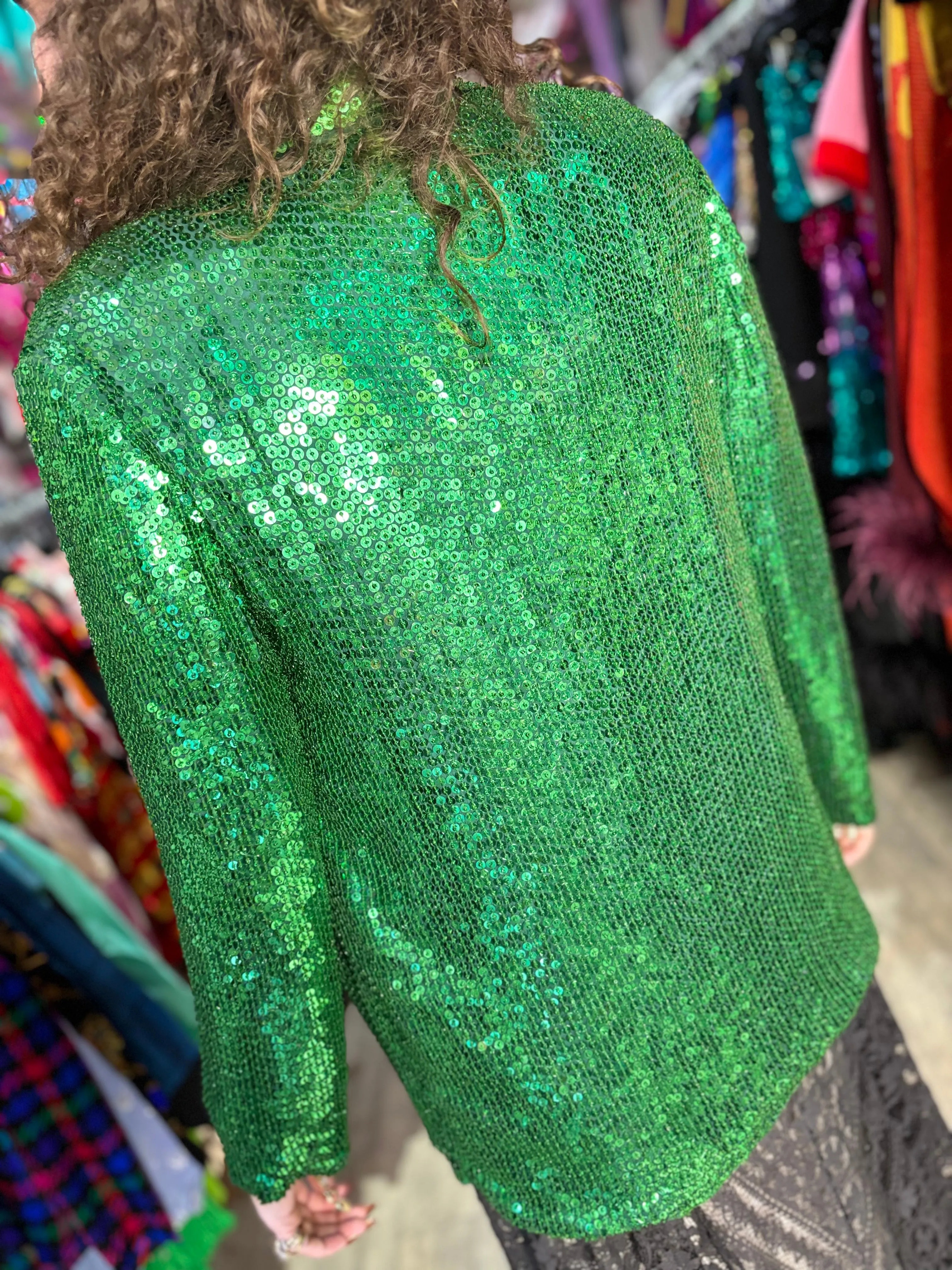 Vintage 90s Green Sequin Blazer