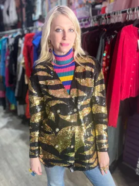 Vintage 90s Sequin Zebra Jacket