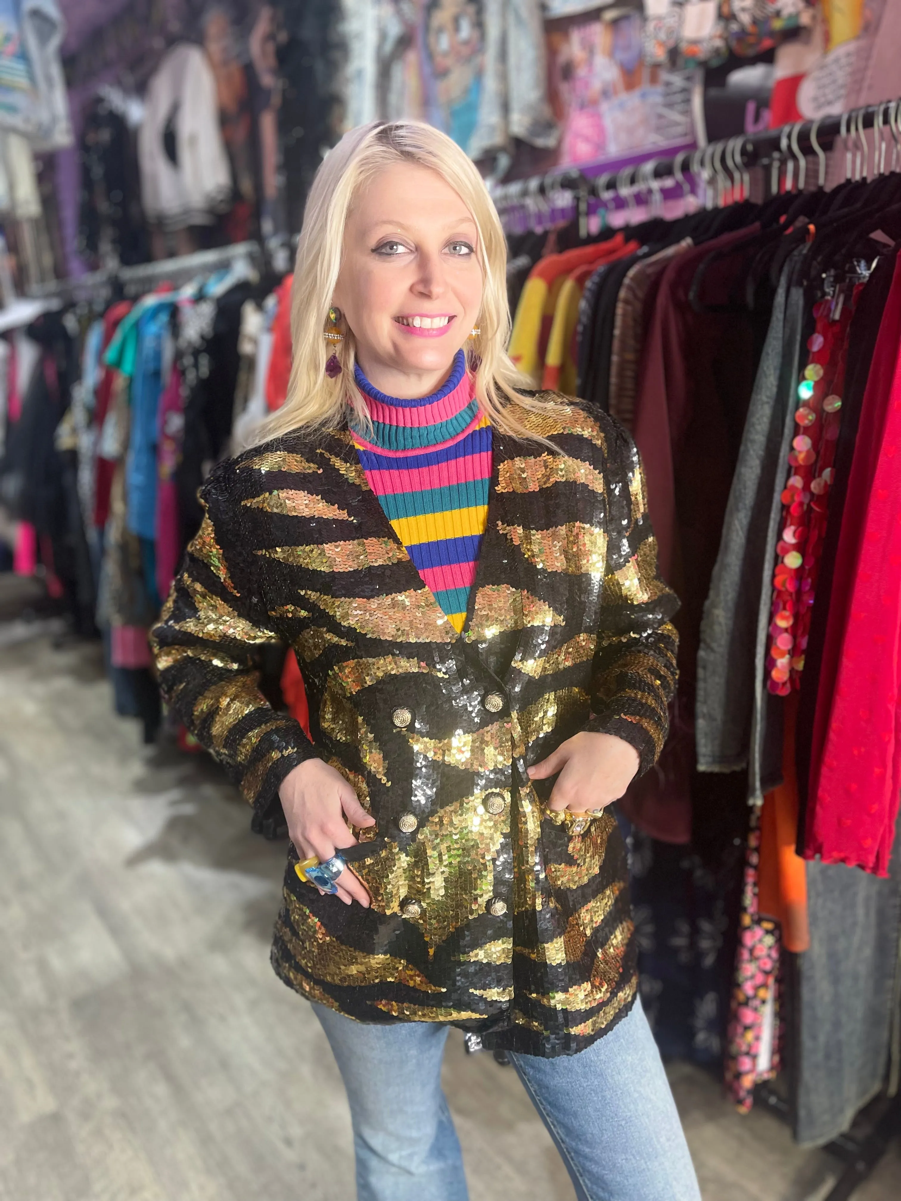 Vintage 90s Sequin Zebra Jacket