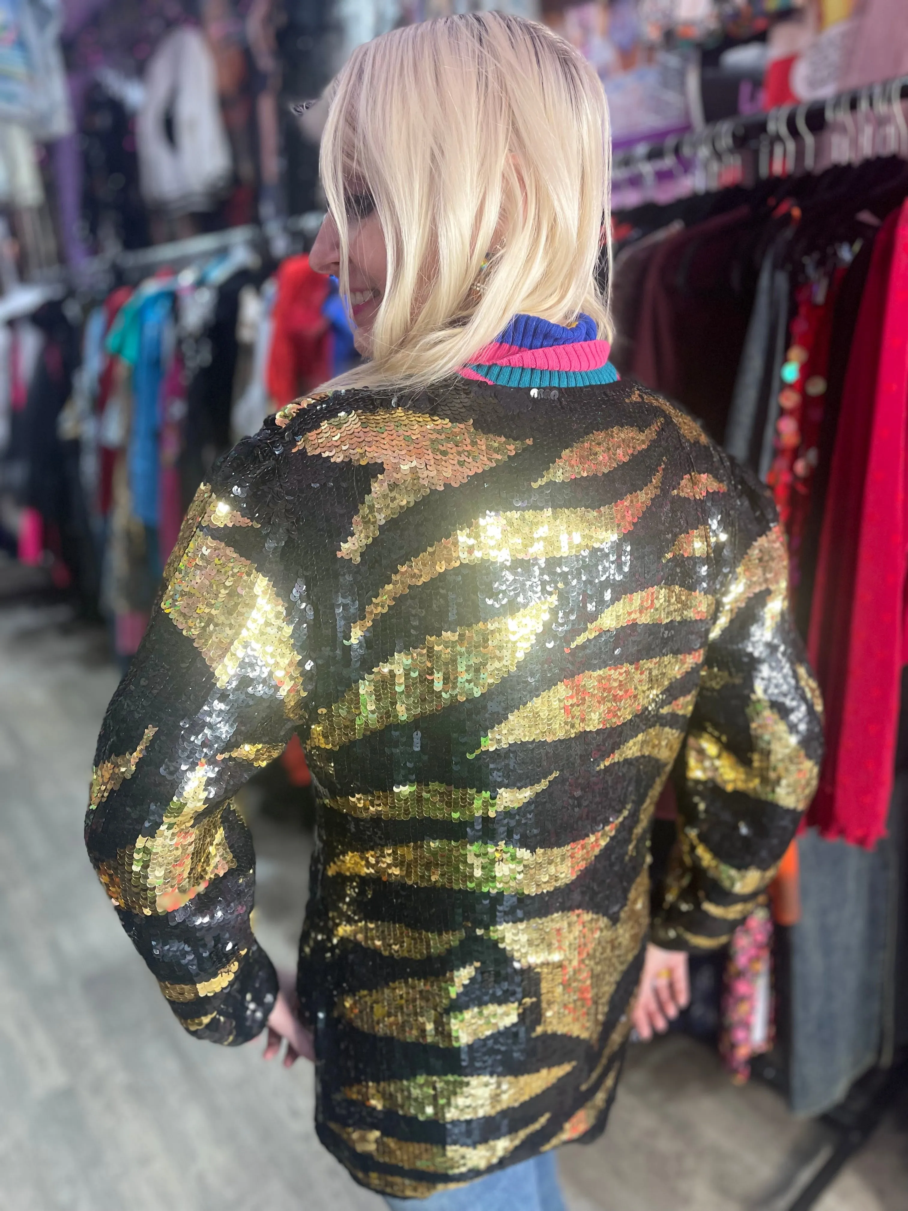 Vintage 90s Sequin Zebra Jacket