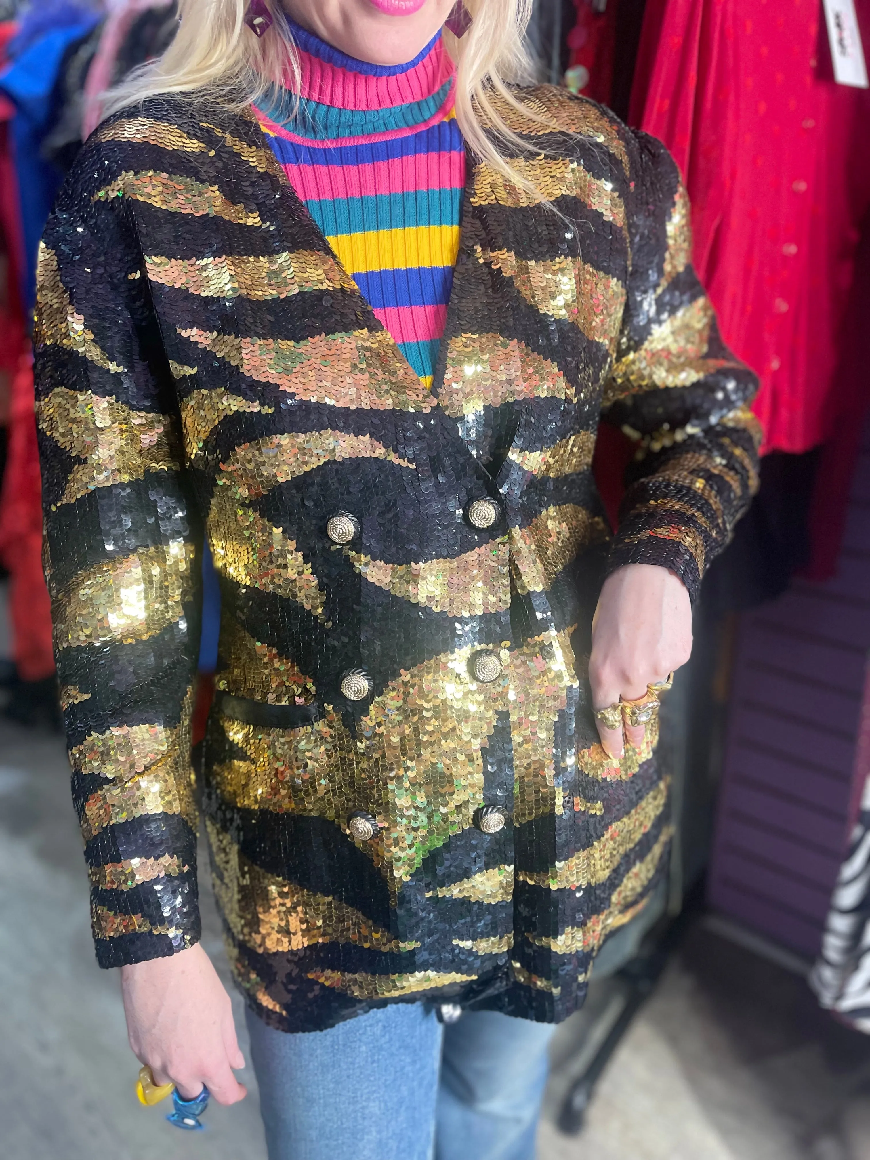 Vintage 90s Sequin Zebra Jacket