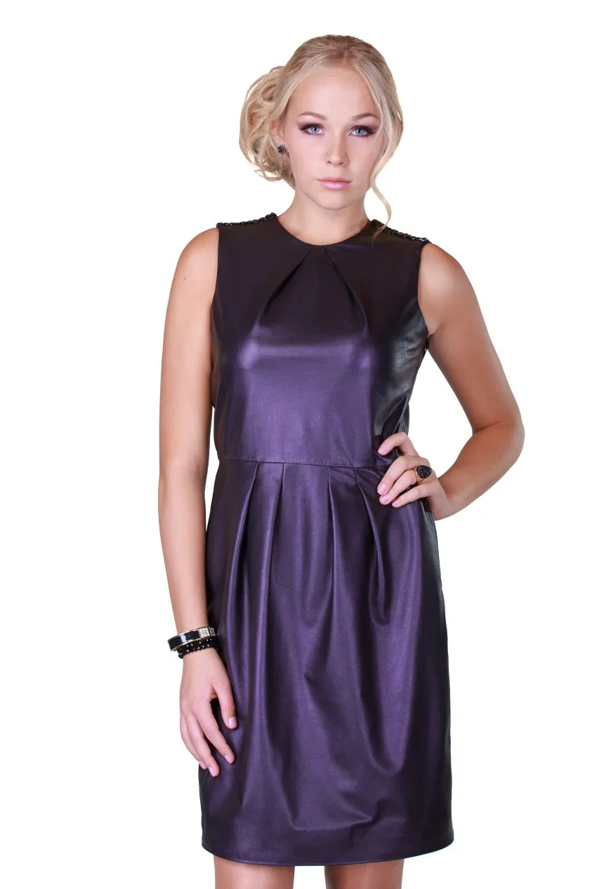 Violet Back Draped Reindeer Leather Dress- Limited Edition