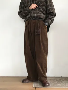 WLS Retro Dark Brown Loose Long Pants