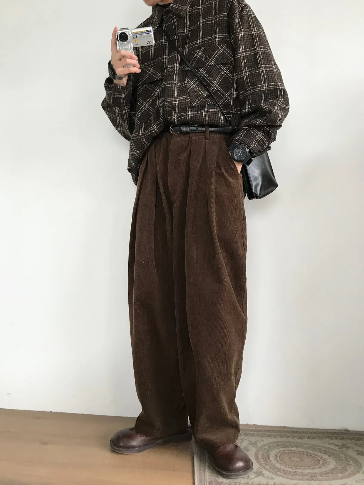 WLS Retro Dark Brown Loose Long Pants