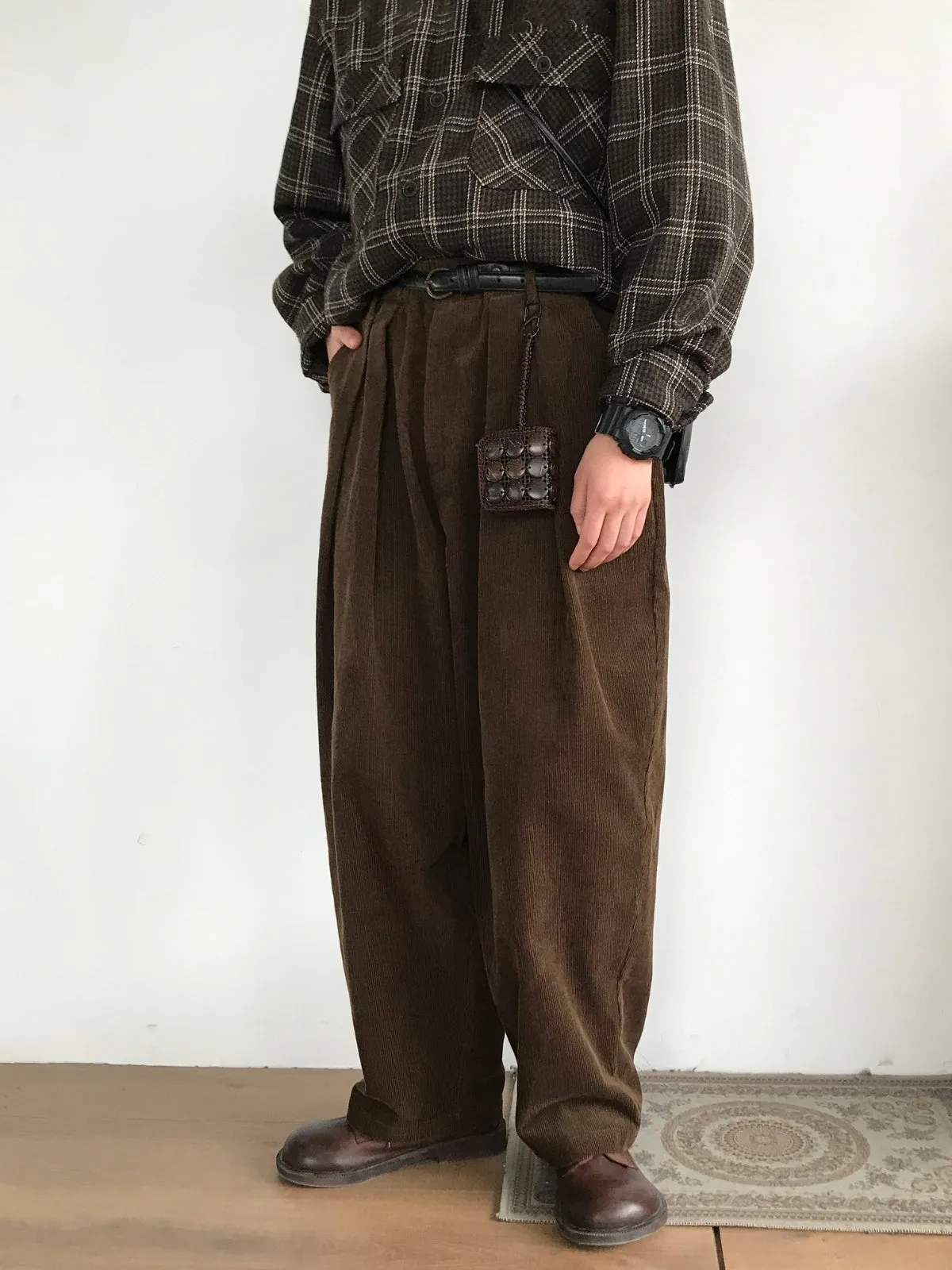 WLS Retro Dark Brown Loose Long Pants