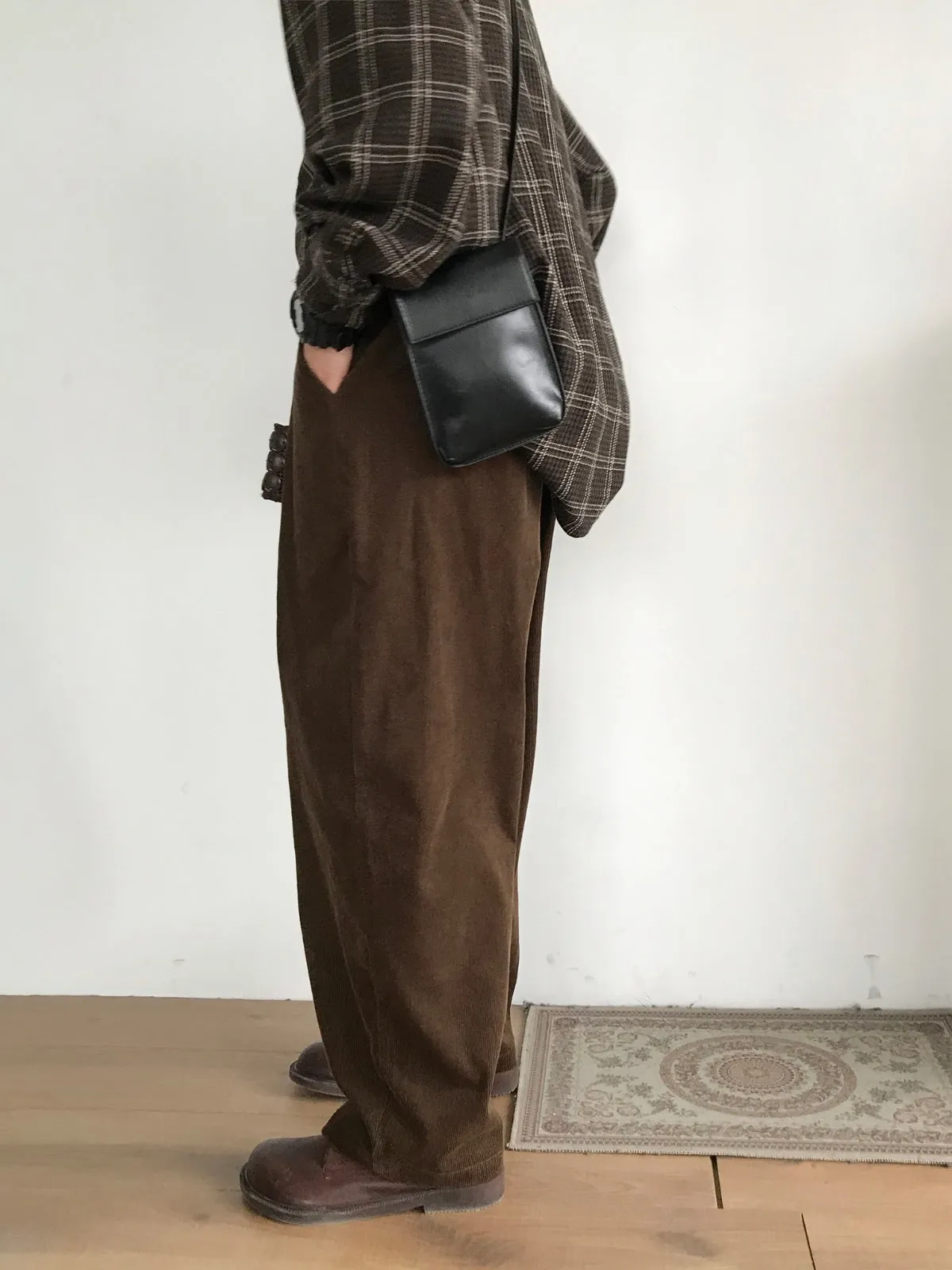 WLS Retro Dark Brown Loose Long Pants