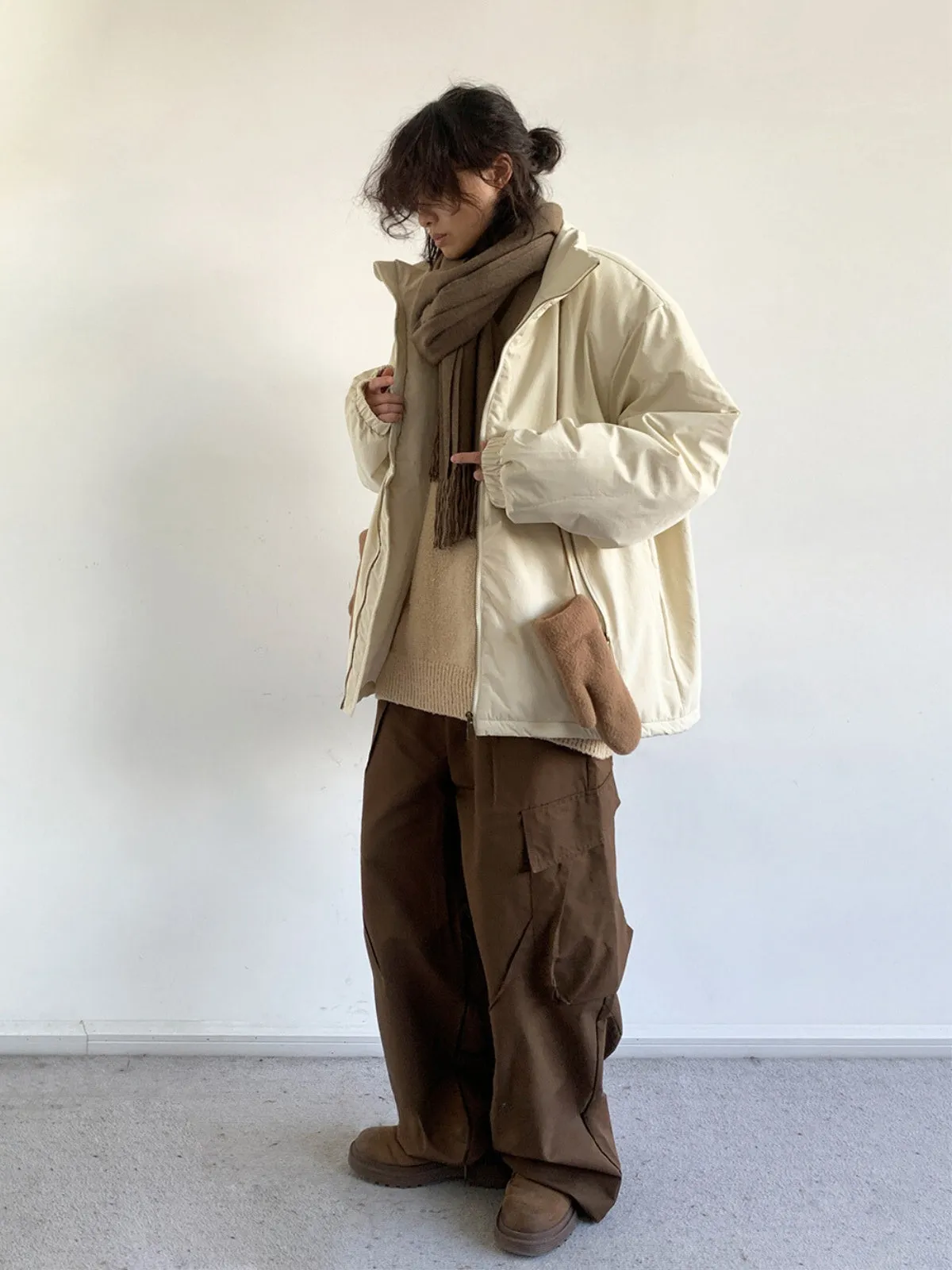 WLS Retro Khaki Loose And Versatile Cotton Coat