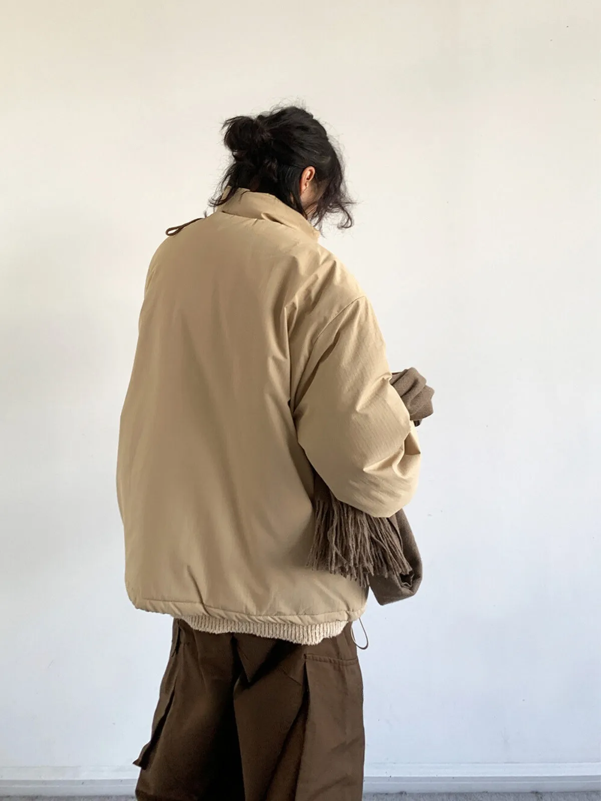 WLS Retro Khaki Loose And Versatile Cotton Coat