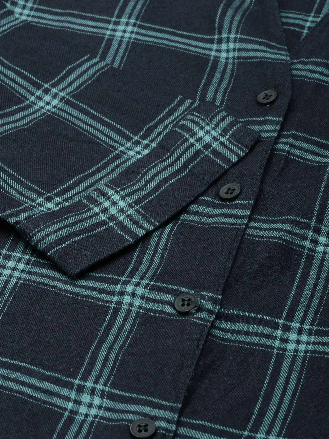 Women Sea Green Checked Shirt