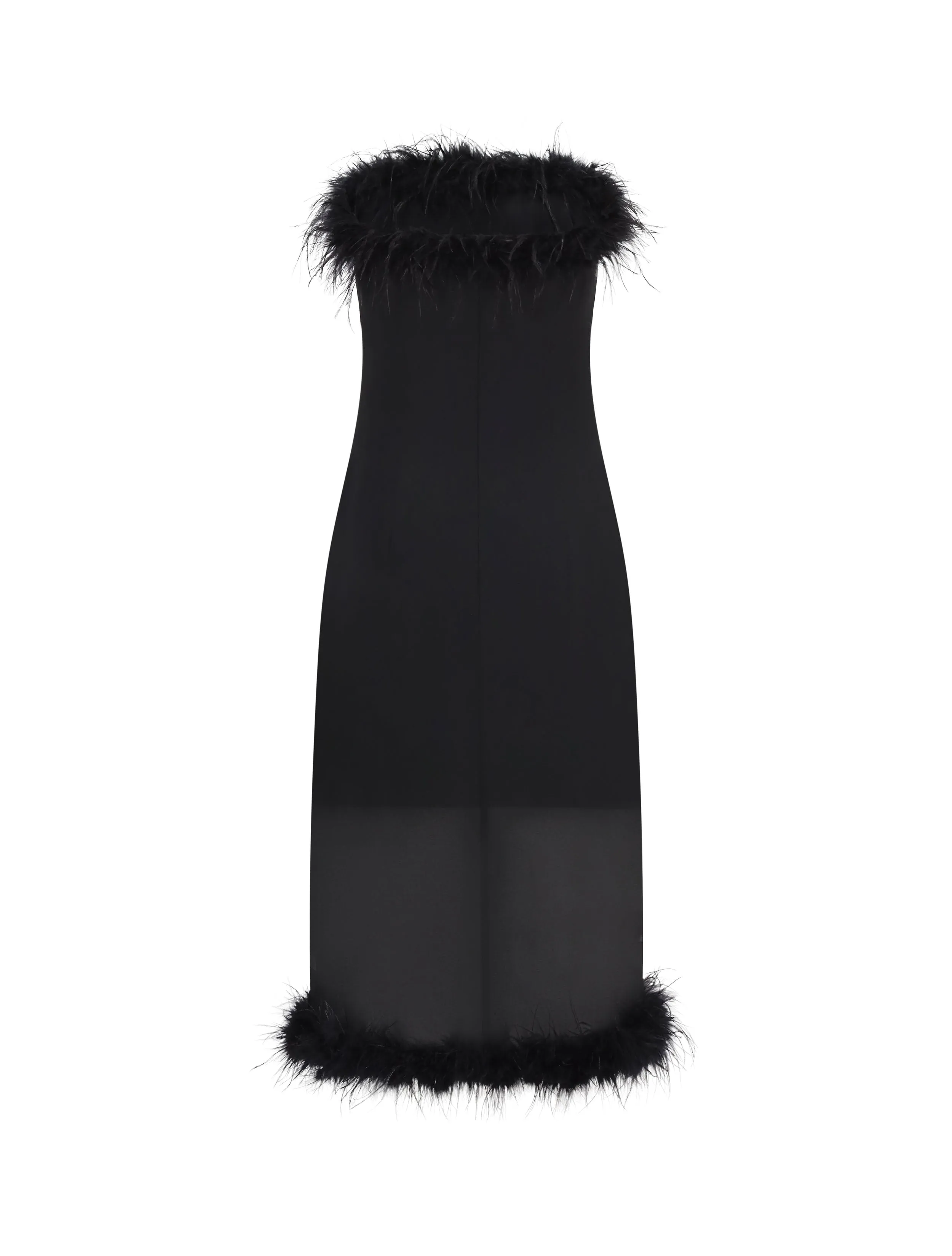 WOMENS OSTRICH FEATHER TRIMMED DRESS